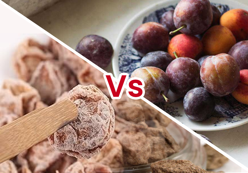 So sánh mận khô muối với mận tươi