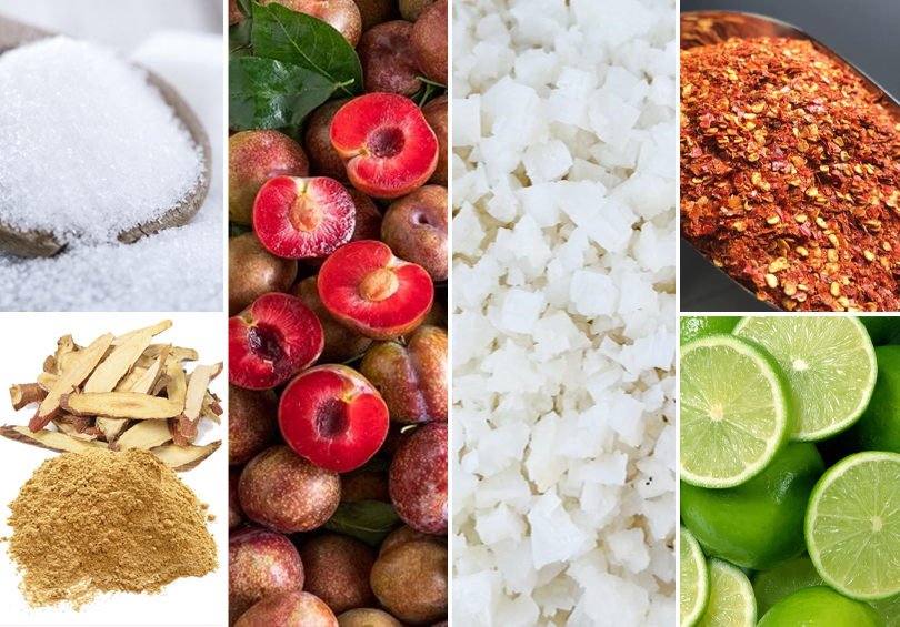 Ingredients for making salted sweet plums