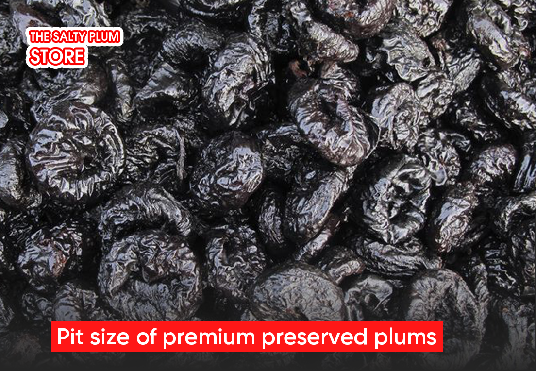 Pit size of premium preserved plums