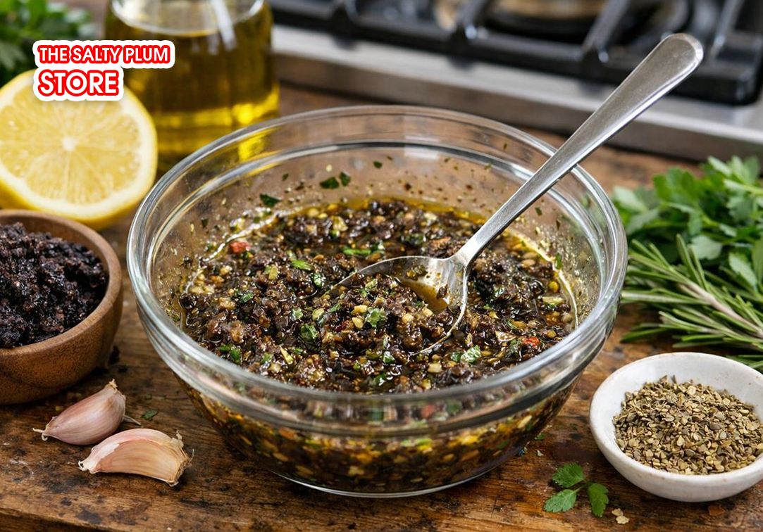 Use dried olive paste in marinades